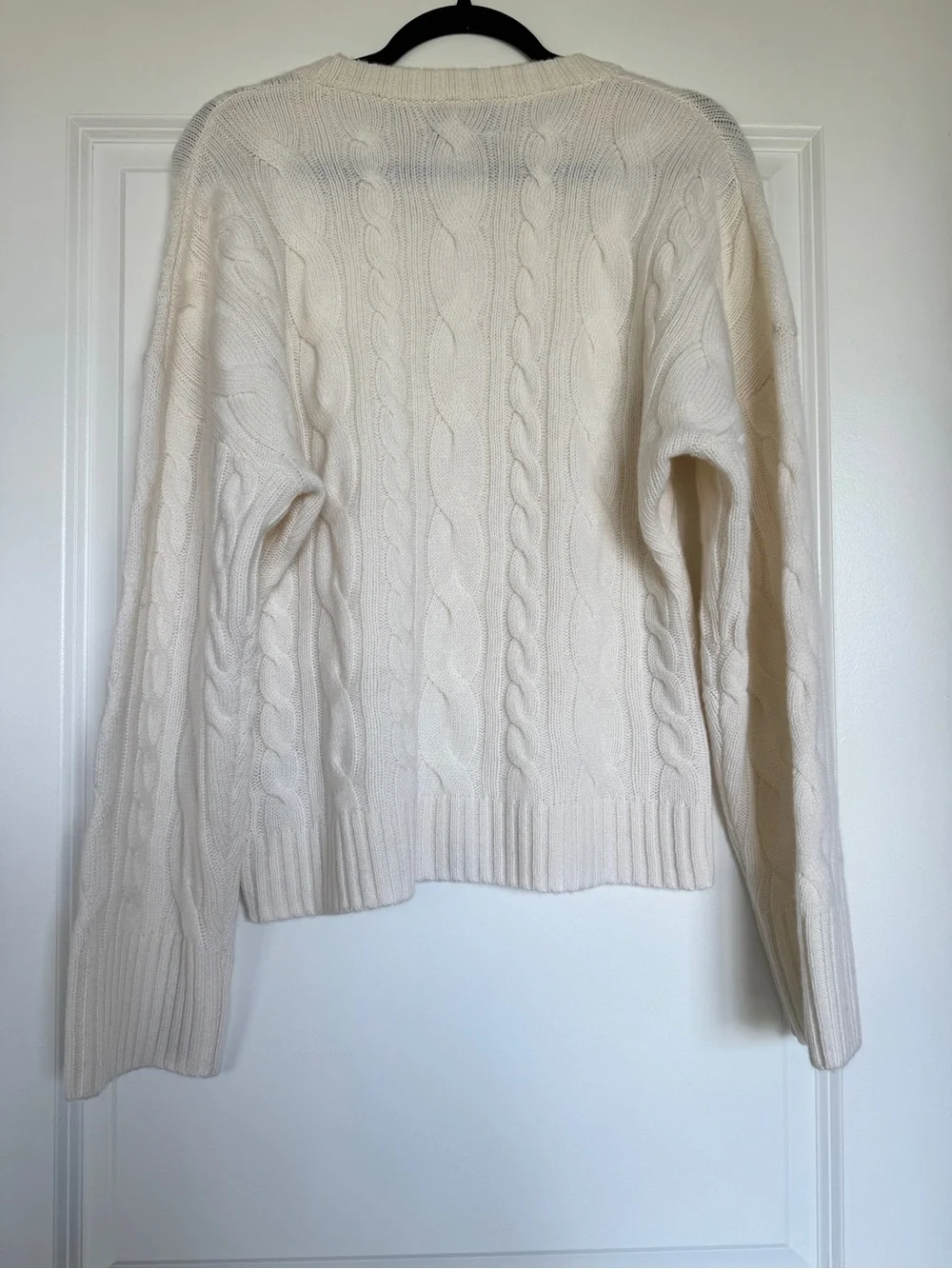 NWT J. CREW Spring Street 100% cashmere twisted cable-knit sweater ivory M